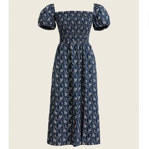 J Crew short-sleeve smocked midi dress